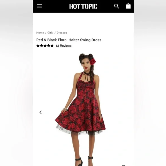 strapless open back dress Red Spanish Rose Retro Gal Criss Cross Swing Dress Large main image 0